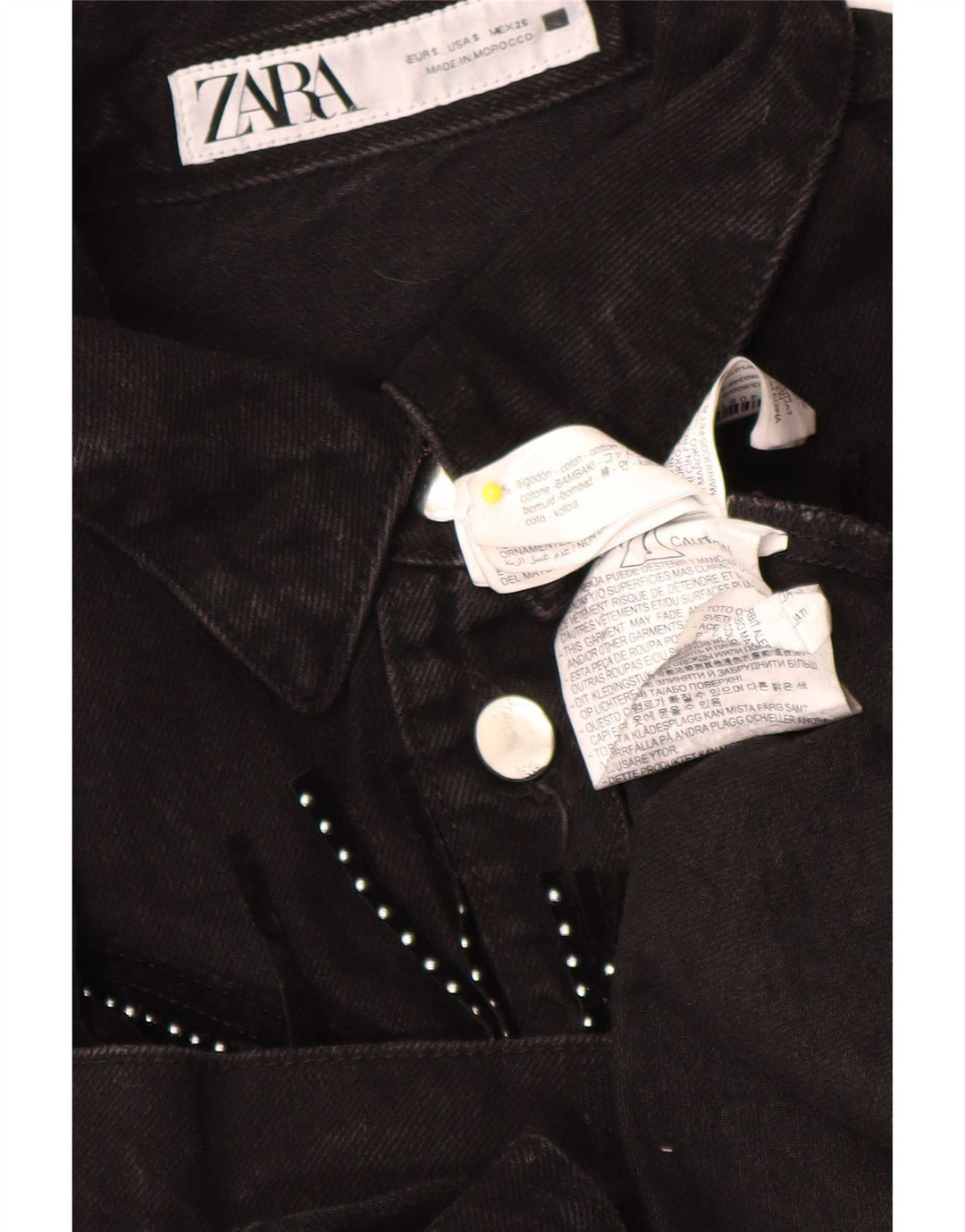 Zara Dame Oversized Denim Shirt UK 10 Small Black Bomuld