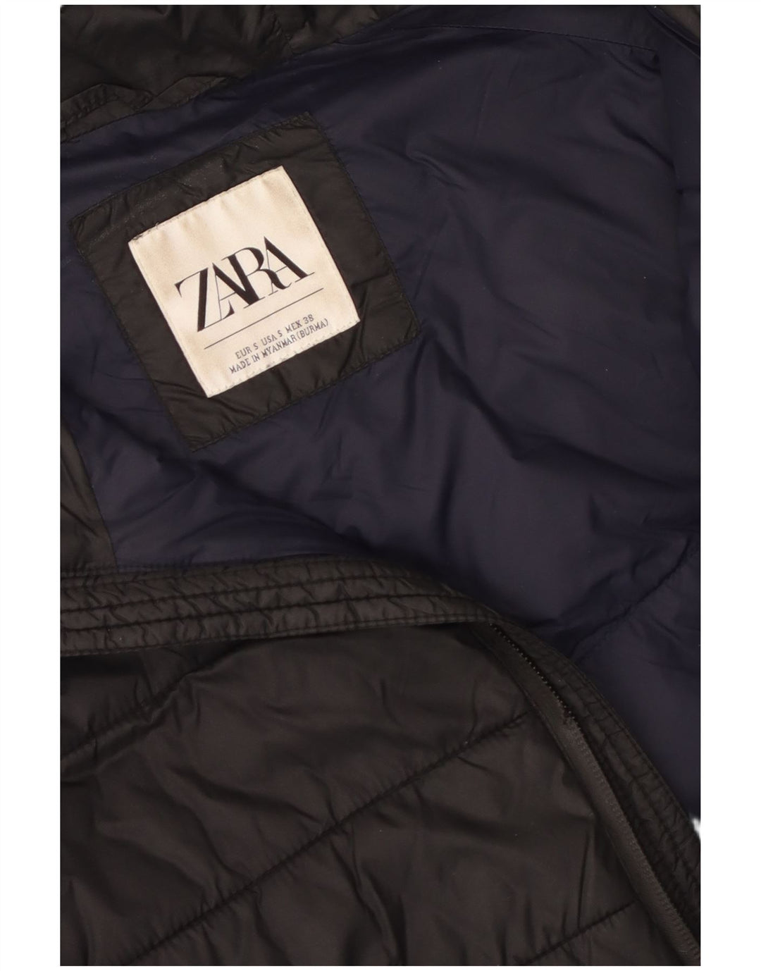 ZARA Polstret hættejakke til mænd UK 36 Small Black