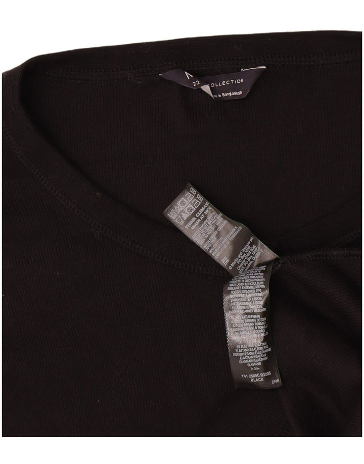 Marks & Spencer Dametop Langærmet UK 22 3XL Sort Bomuld