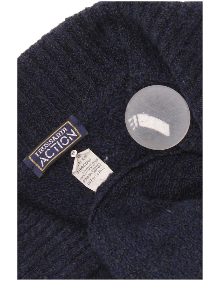 Trussardi Herre Cardigan Sweater Stor Marineblå Merinould