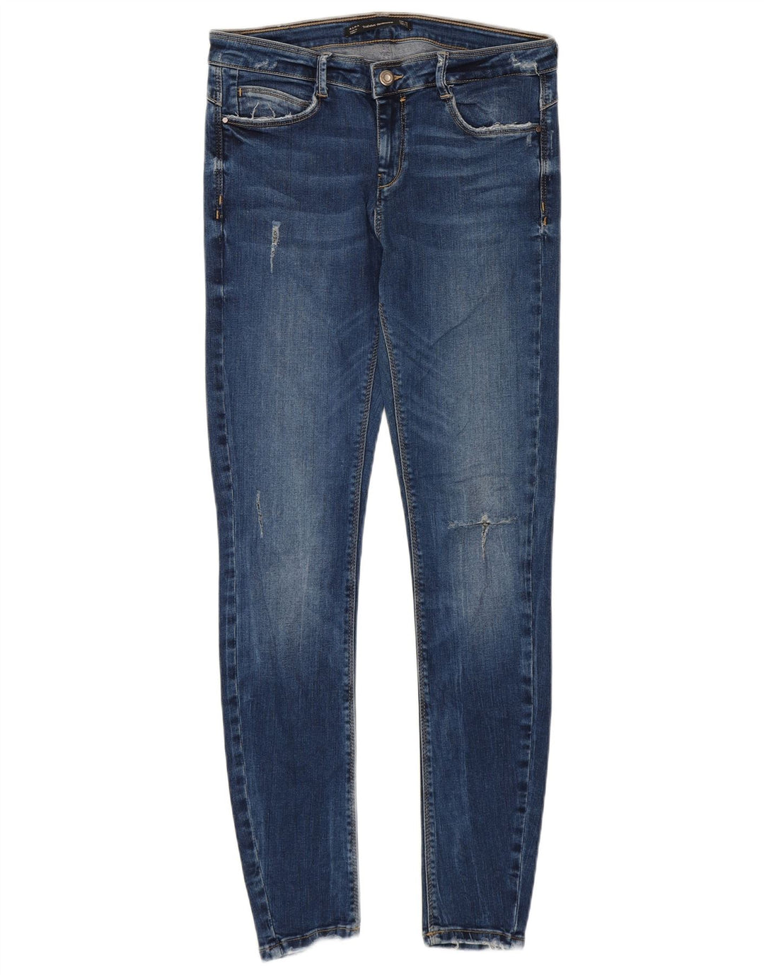 Zara Dame Distressed Skinny Jeans EU 40 Medium W30 L28 Blå