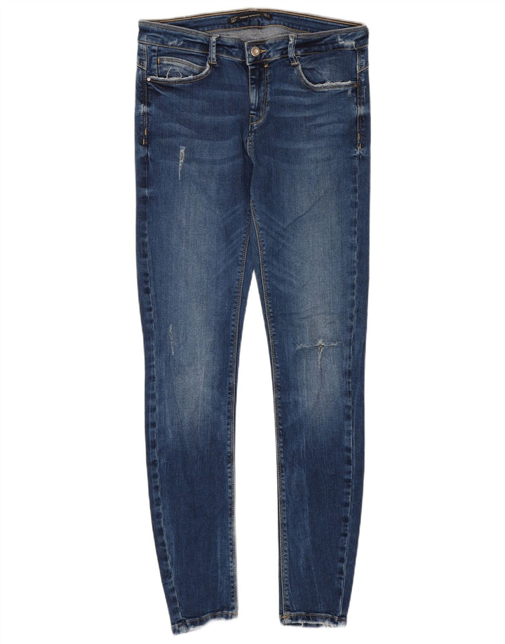 Zara Dame Distressed Skinny Jeans EU 40 Medium W30 L28 Blå