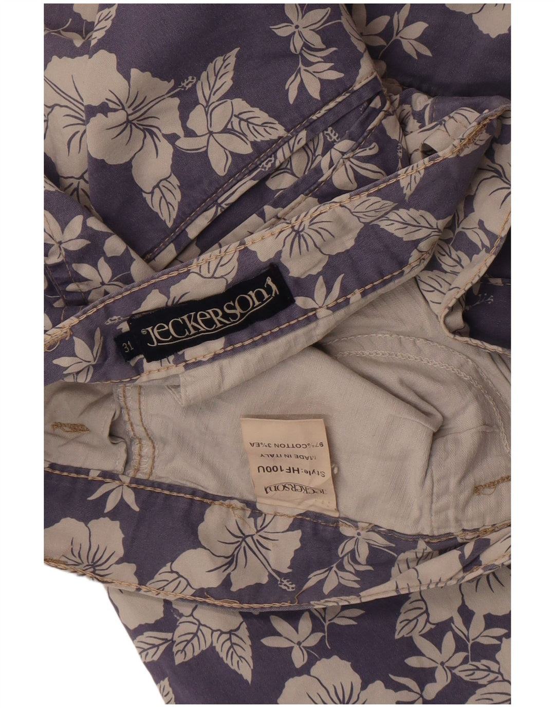 Jeckerson Herre Bermuda Shorts W31 Medium Blue Floral Bomuld