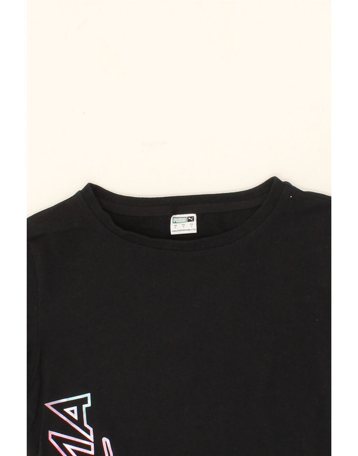 PUMA Womens Crop Graphic T-Shirt Top UK 8 Small Black Vintage Puma and Second-Hand Puma from Messina Hembry 