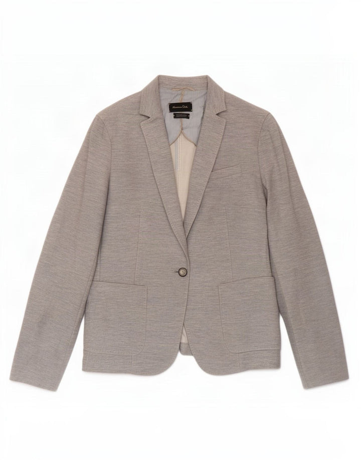 Massimo Dutti Dame 1 Knap Blazer Jakke EU 42 Stor Grå Bomuld