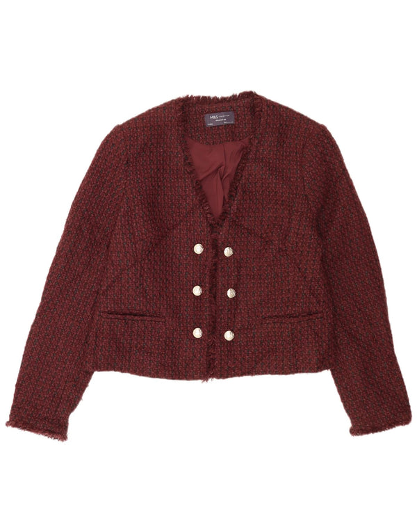 Marks & Spencer Bolero-jakke til kvinder UK 14 Large Bourgogne Flecked Acryl