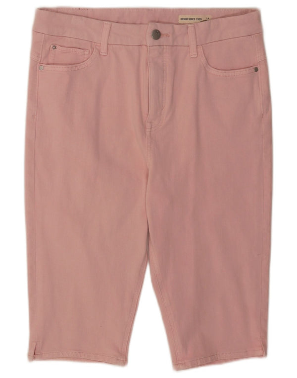 Marks & Spencer Womens High Waist Casual Shorts UK 14 Medium W32 Pink