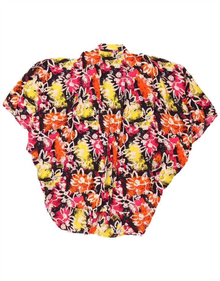 Vintage Dame Oversized Longline Shirt Bluse UK 14 Medium Multicolored