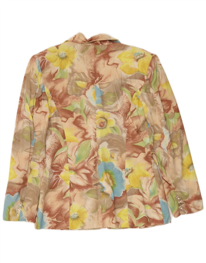 Vintage Dame 4 Button Blazer Jacket UK 10 Small Multicolored Floral