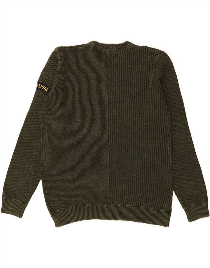 JACK & JONES Mens Crew Neck Jumper Sweater Large Green Cotton Vintage Jack & Jones and Second-Hand Jack & Jones from Messina Hembry 