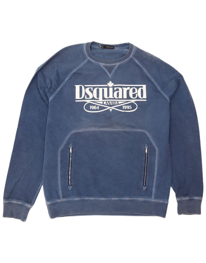 Dsquared2 Herre Grafisk Sweatshirt Jumper 2XL Blå Bomuld