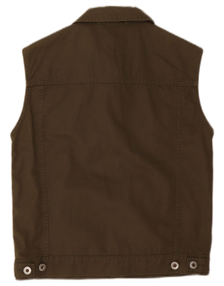 Mustang Dame Denim Gilet UK 12 Medium Khaki Bomuld