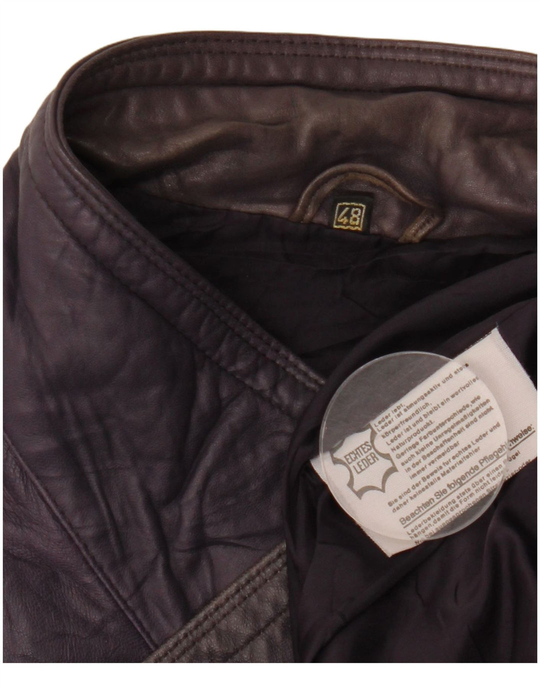 VINTAGE Læderfrakke til kvinder EU 48 2XL Lilla Læder