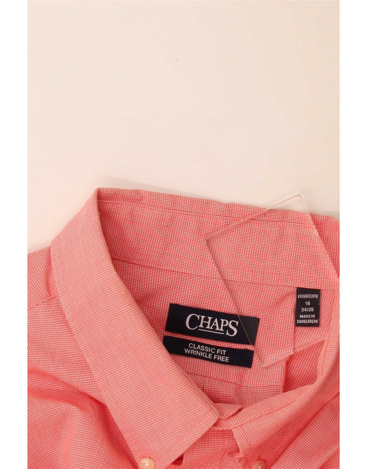 Chaps Herre Classic Fit skjorte størrelse 18 2XL Pink Houndstooth Bomuld