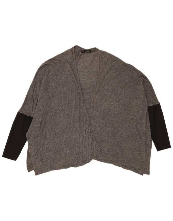 Zara 3/4-ærmet cardigantrøje til kvinder UK 14 Medium Grey Colourblock