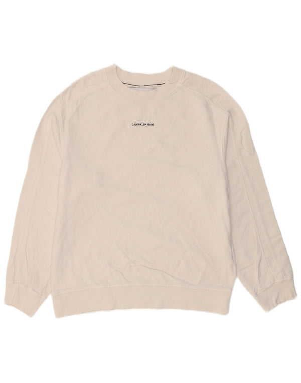 CALVIN KLEIN JEANS Sweatshirt til mænd Medium Hvid Bomuld