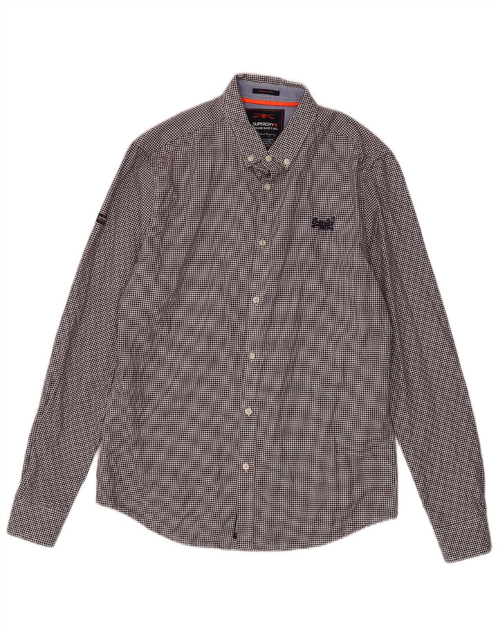 Superdry Herreskjorte Medium Burgundy Houndstooth Bomuld