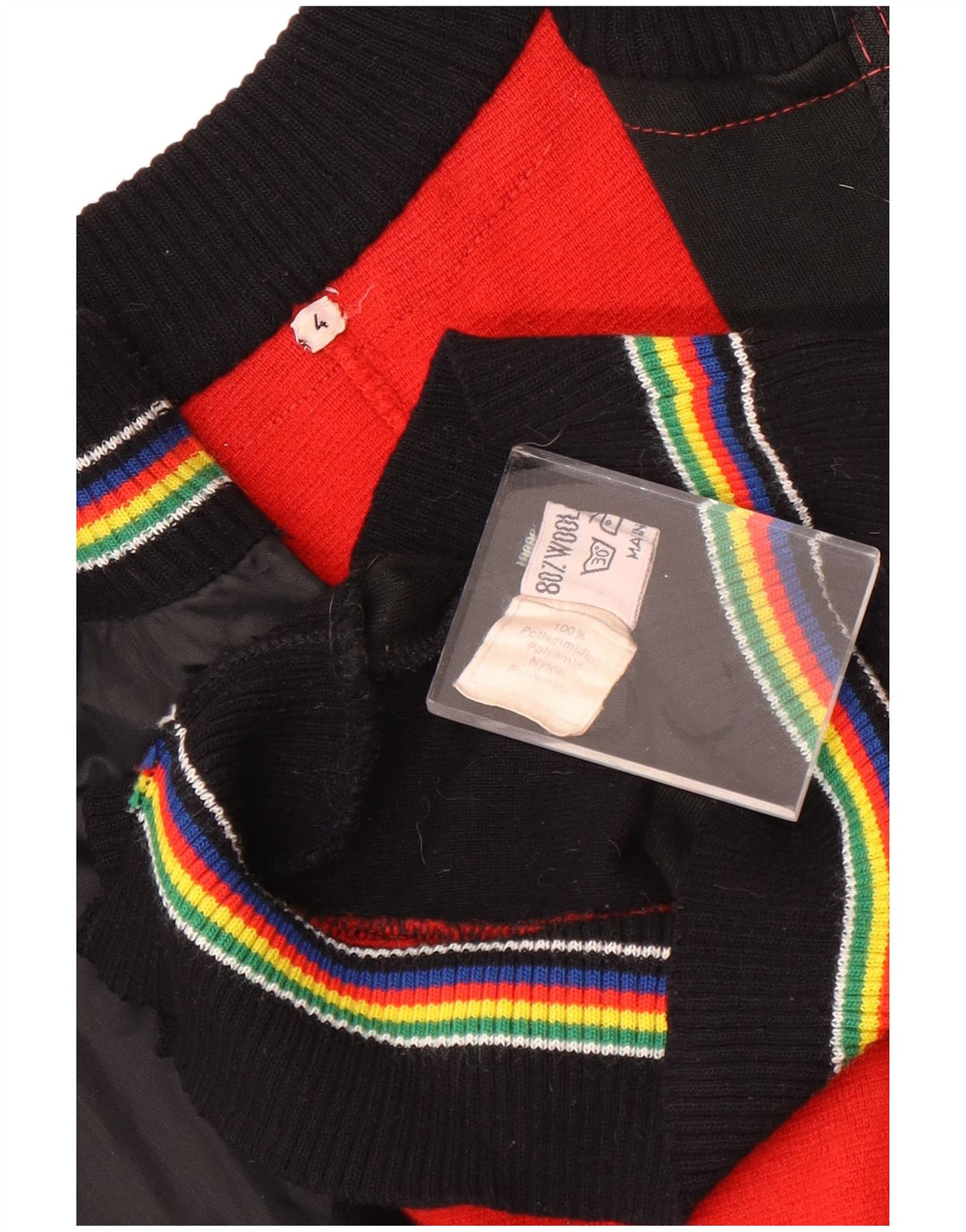 Vintage Dame Bomber Jacket UK 14 Large Black Colourblock Uld