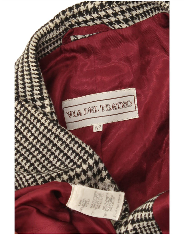 VINTAGE Blazerjakke til mænd med 2 knapper IT 52 XL Sort Houndstooth Uld