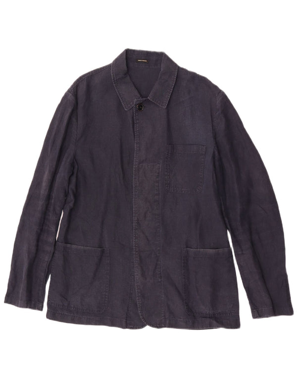 Massimo Dutti Herre Utility Jacket UK 40 Large Navy Blue Linen
