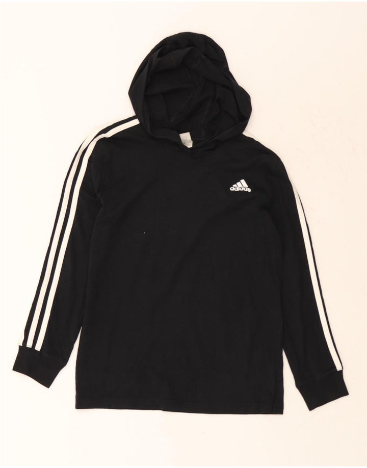 ADIDAS Womens Hooded Top Long Sleeve UK 12 Medium Black Cotton Vintage Adidas and Second-Hand Adidas from Messina Hembry 