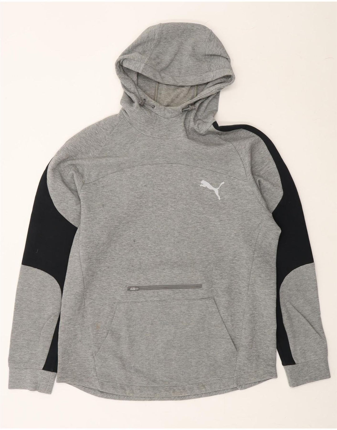 PUMA Mens Hoodie Jumper Large Grey Colourblock Cotton Vintage Puma and Second-Hand Puma from Messina Hembry 