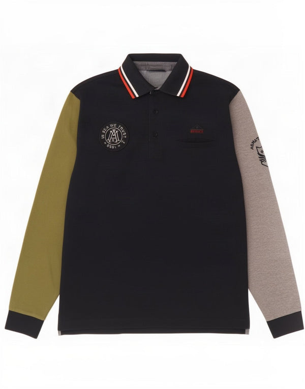 Armata Di Mare Mens Long Sleeve Polo Shirt Large Navy Blue Colourblock