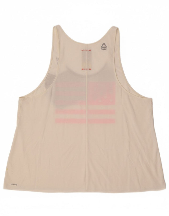REEBOK Womens Graphic Vest Top UK 20/22 XL Off White Polyester