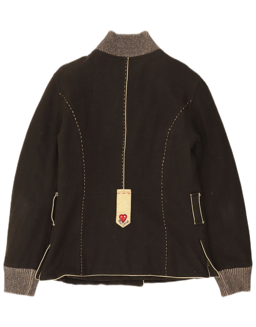 Calvin Klein Graphic Bomber Jacket UK 14 Large Khaki Wool