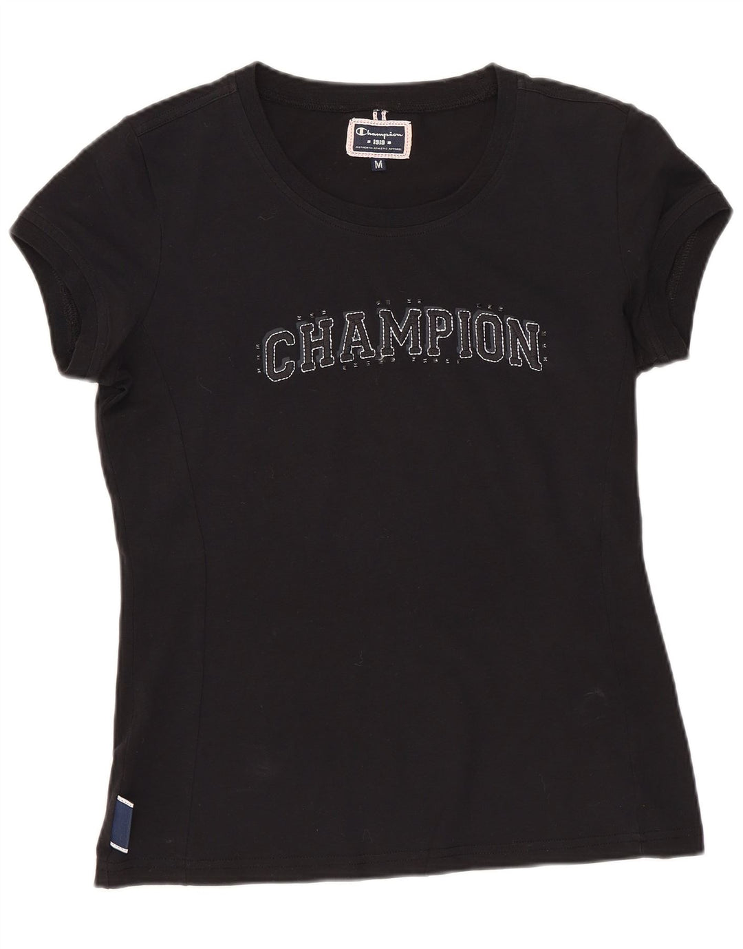 Champion Dame Grafisk T-Shirt Top UK 12 Medium Sort