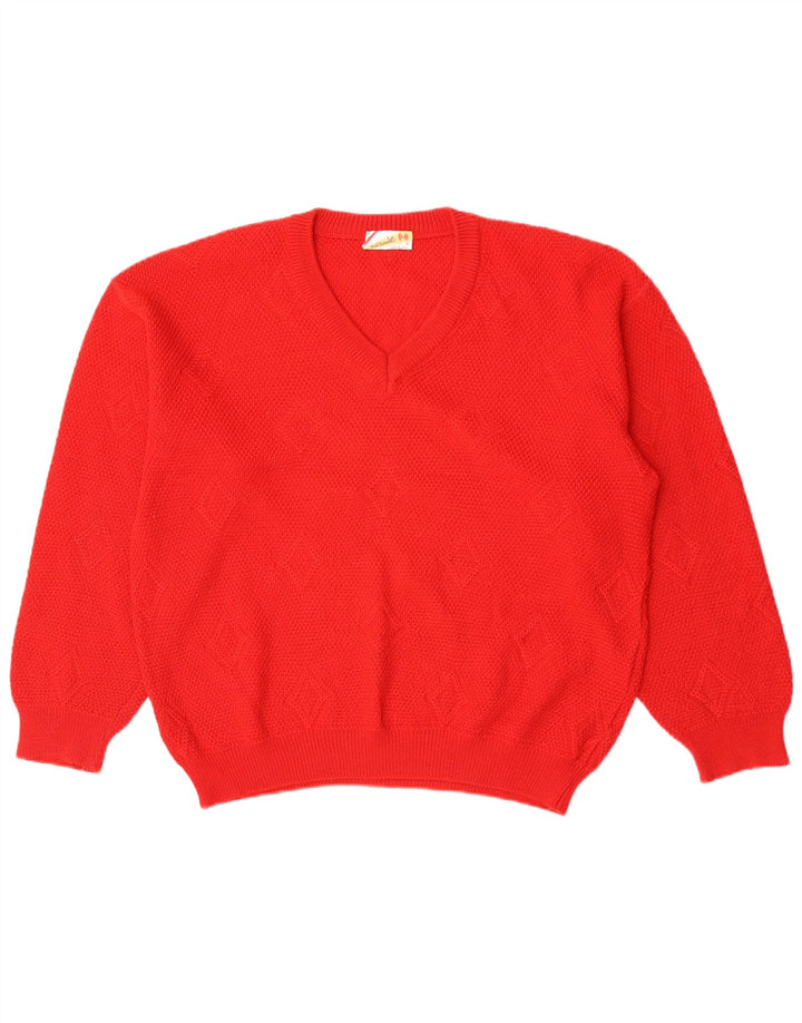 Mazzonetto Herre V-hals sweater Small Red Argyle/Diamond