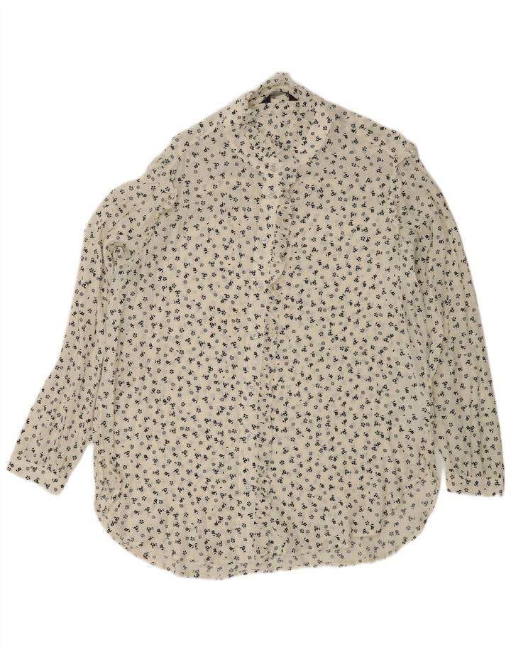 Marks & Spencer Dame Oversized skjortebluse UK 14 Large Off White Floral