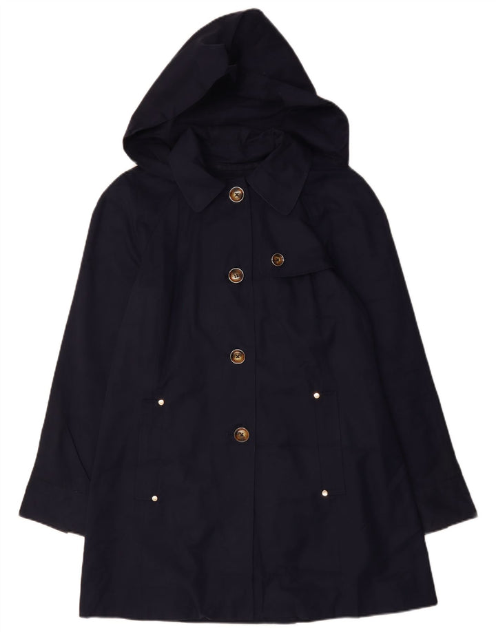 LONDON FOG Trenchcoat med hætte til kvinder UK 14 Medium Navyblå Bomuld