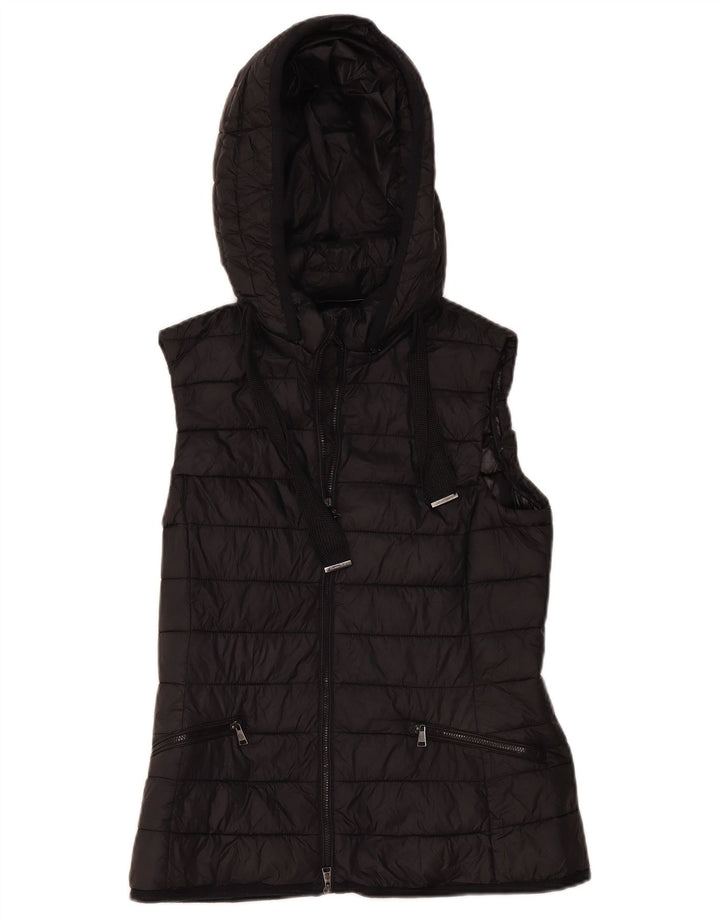 Massimo Dutti Dame Hætte Polstret Gilet UK 10 Lille Sort