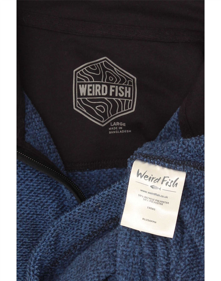 Weird Fish Herre Zip Neck Fleece Jumper Stor Blå Polyester
