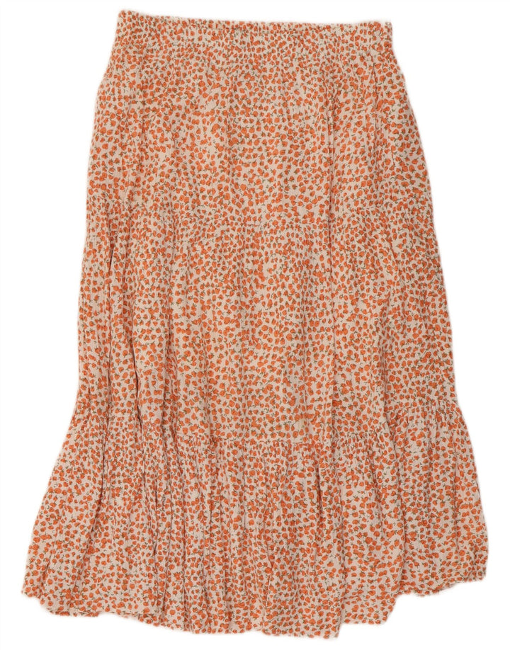 FRANSK FORBINDELSE Dame A-Line nederdel US 8 Medium W30 Orange Floral