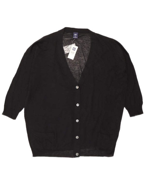 Gap Dame Loose Fit 3/4-ærmet cardigantrøje UK 16 Stor sort bomuld