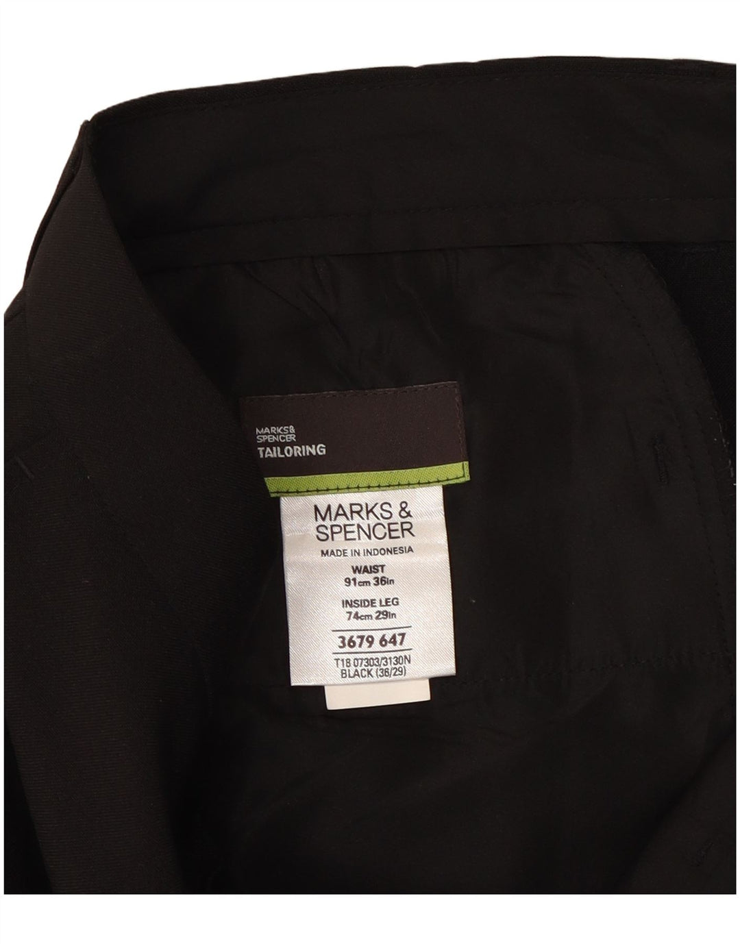 Marks & Spencer Straight Chino-bukser til mænd W36 L29 Sort polyester