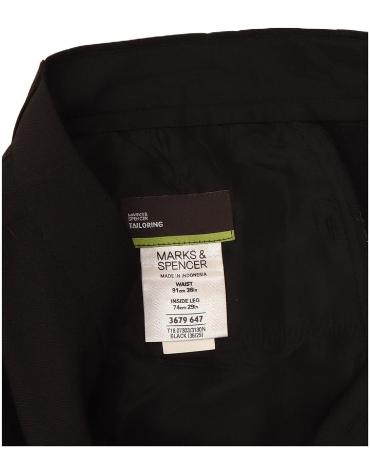 Marks & Spencer Straight Chino-bukser til mænd W36 L29 Sort polyester