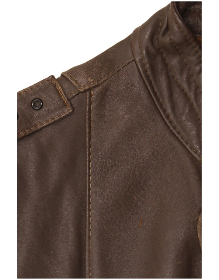 Vintage Herre Military Læderjakke IT 52 XL Brun