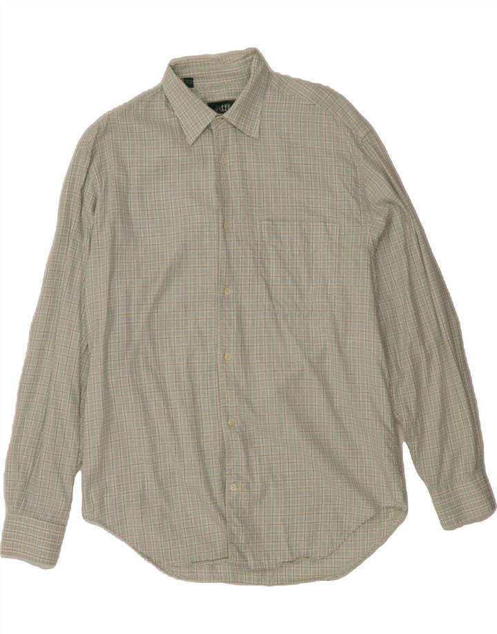HENRY COTTONS Mens Short Sleeve Shirt Size 41 16 Large Green Check Vintage Henry Cottons and Second-Hand Henry Cottons from Messina Hembry 