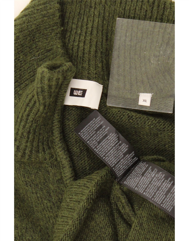 WE Herre Zip Neck Jumper Sweater XL Khaki Fair Isle Wool