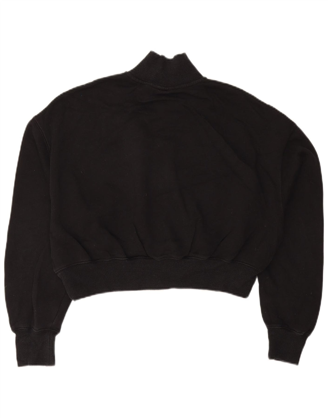 NIKE Womens Crop Zip Neck Sweatshirt Jumper UK 14 Medium Black Bomuld