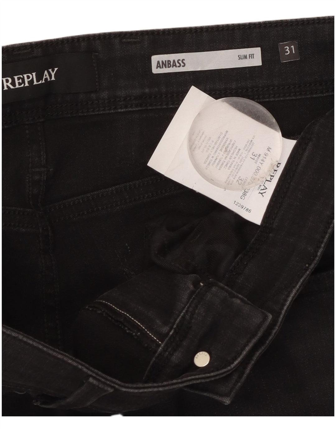 Replay Dame Anbass Slim Jeans W31 L32 Sort Bomuld