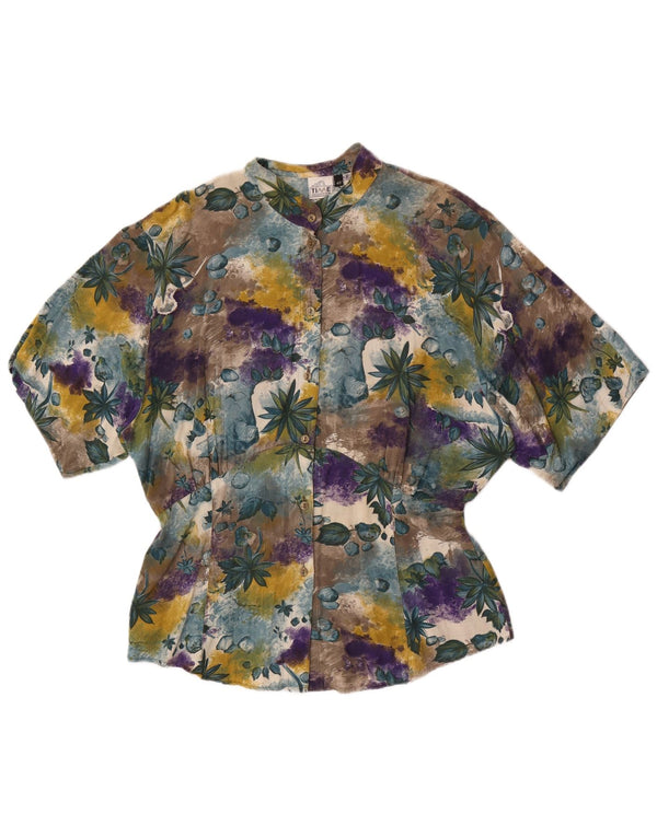 Vintage kvinders kortærmet skjortebluse EU 40 Medium Multicolored Floral