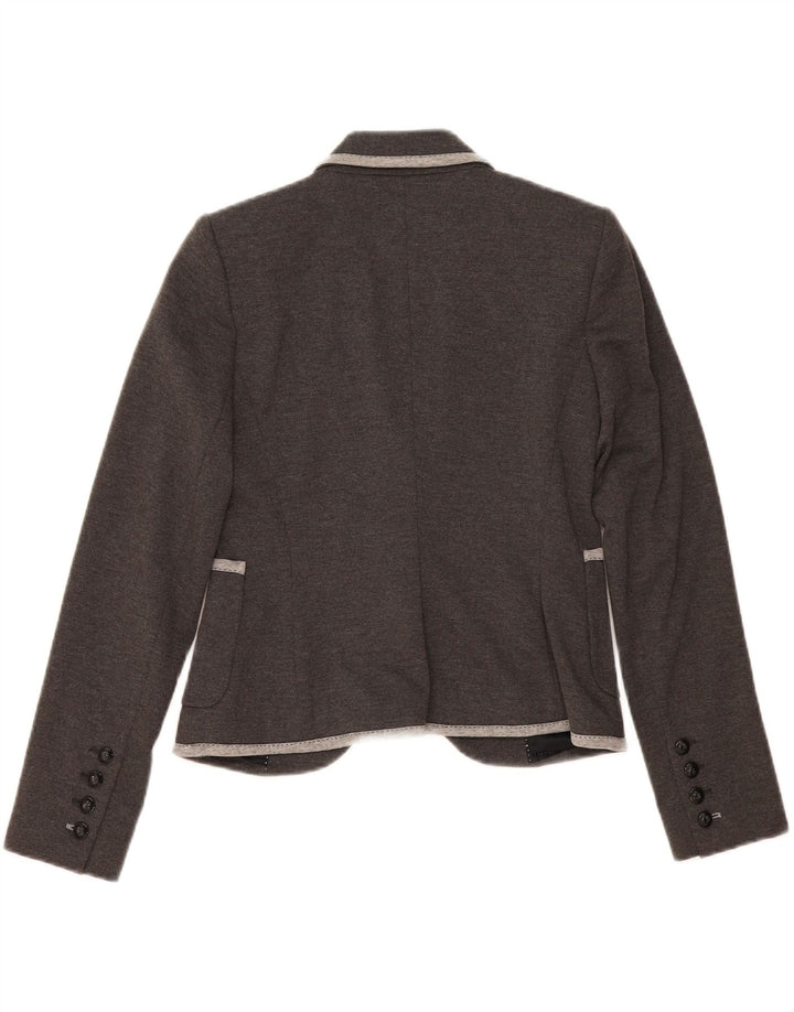 Zara Womens Crop 1-knap blazerjakke UK 10 Small Grå Polyester