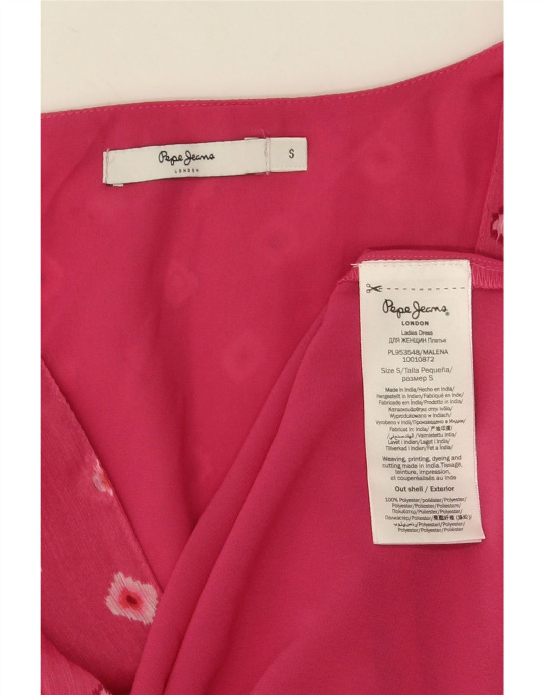PEPE Jeans Empire Kjole til kvinder UK 10 Lille Pink Geometrisk Polyester