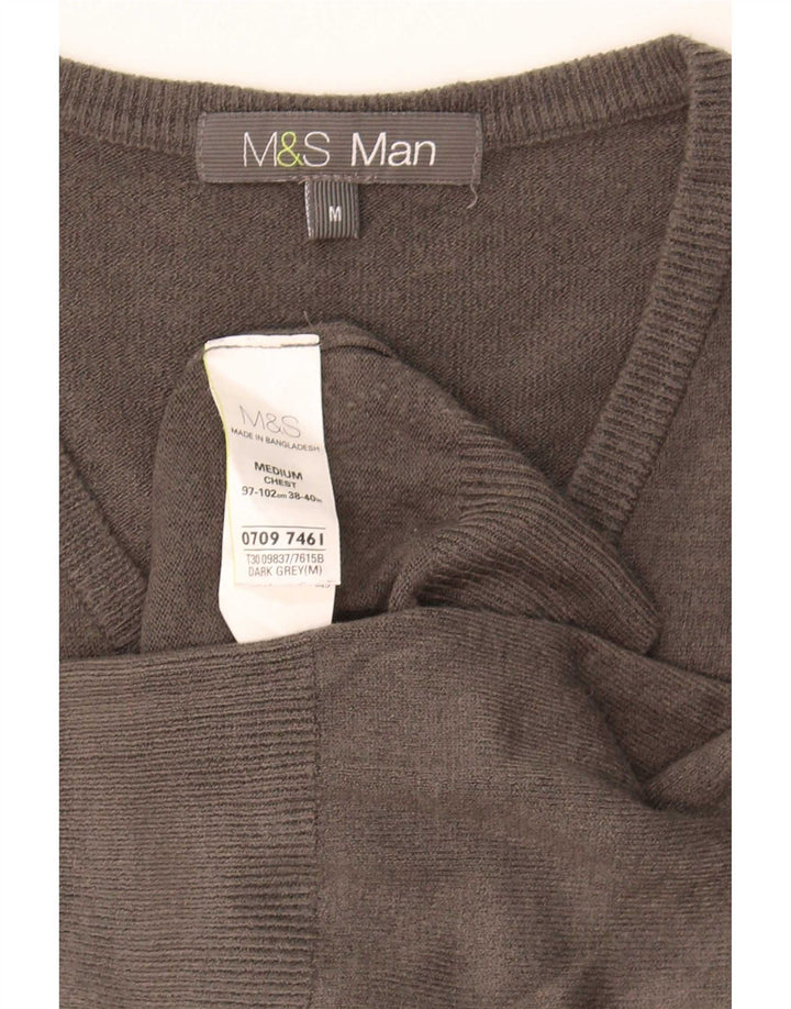 Marks & Spencer Herre V-hals sweater Medium Grå Akryl