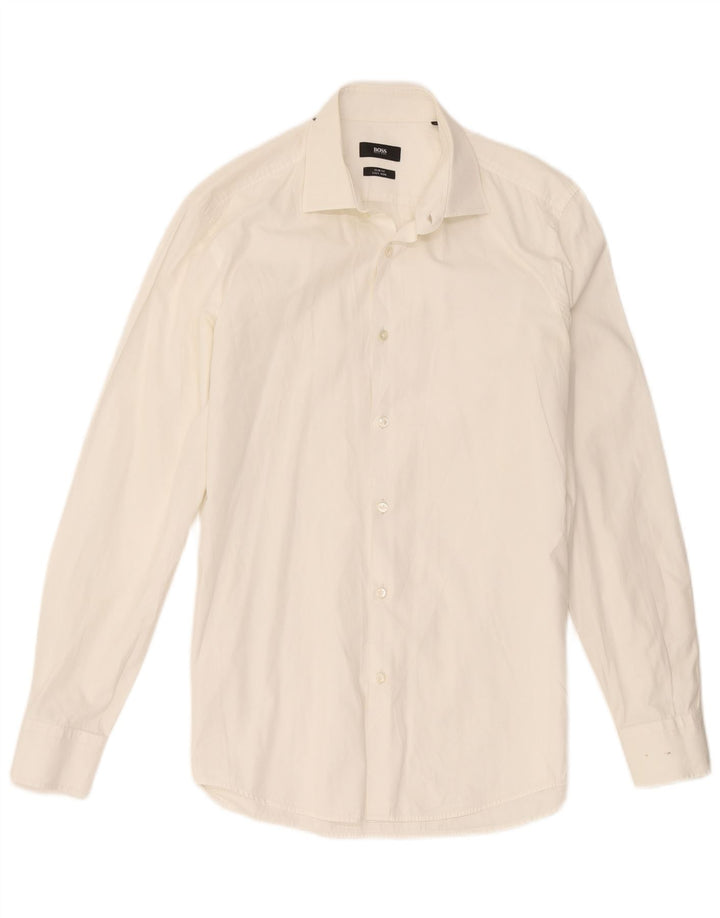Hugo Boss Herre Slim Fit Skjorte Størrelse 39 15 1/2 Medium Hvid