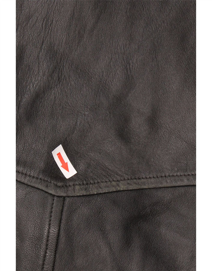 VINTAGE Herre Læderjakke UK 42 XL Sort Læder
